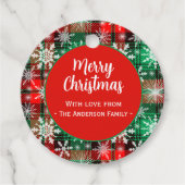 Étiquettes Cadeau Plaid Et Snowflakes Noël Motif 1 (Devant)