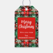 Étiquettes-cadeau Plaid Et Snowflakes Noël Motif 1 (Devant)
