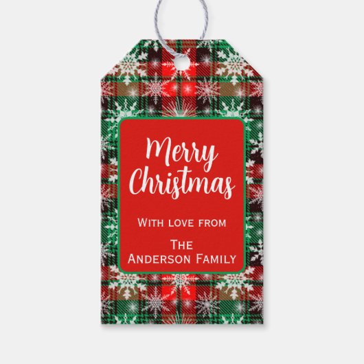 Étiquettes-cadeau Plaid Et Snowflakes Noël Motif 1 (Devant)
