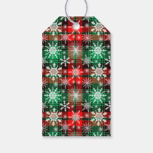 Étiquettes-cadeau Plaid Et Snowflakes Noël Motif 1 (Dos)