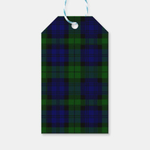 Étiquettes-cadeau Plaid noir de vert bleu de tartan de clan de