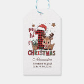 Étiquettes-cadeau Plaid Reindeer First Christmas (Dos)