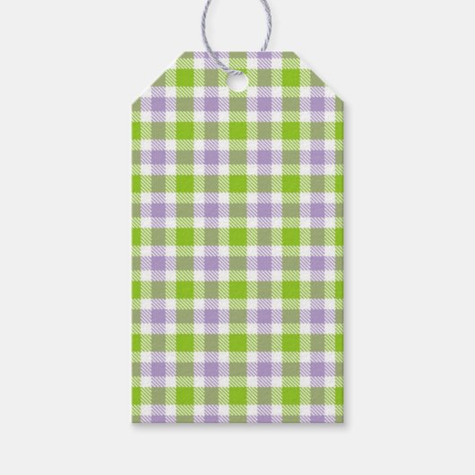 Étiquettes-cadeau Plaid violet et vert (Devant)