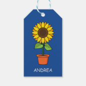 Étiquettes-cadeau Plante de tournesol dans un pot (Devant)