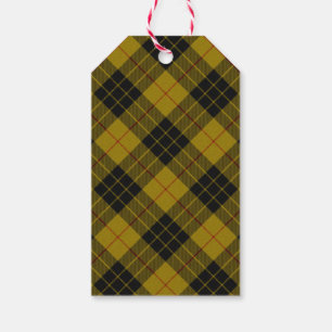 Étiquettes-cadeau Plaque noire jaune tartan MacLeod