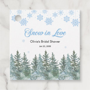 Étiquettes Cadeau Pluie de neige de pin en hiver Amour Flocons de ne