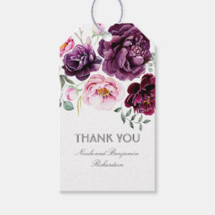 Étiquettes-cadeau Plum Purple Aquarelle Fleurs Élégant Boho