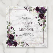 Étiquettes Cadeau Plum violet or marbre Aquarelle Mariage de automne (Devant)