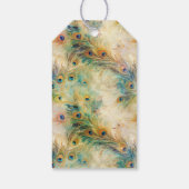 Étiquettes-cadeau Plumes Aqua Green Gold Peacock (Dos)