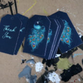 Étiquettes-cadeau Plumes de paon Peacocks Turquoises