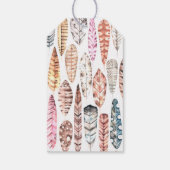 Étiquettes-cadeau Plumes de saumons d'aquarelle. Anniversaire merci (Dos)