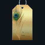 Étiquettes-cadeau Plumes Peacock Or Exotic Boho Chic Personnalisé Fa<br><div class="desc">Peacock Feather Gold Exotic Boho Chic Custom Favor Gift Tag. Customisez cependant.Objets correspondants disponibles.</div>