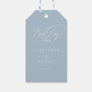 Étiquettes-cadeau PLUS BEAU JOUR JAMAIS !  Mariage Élégant Bleu Poud