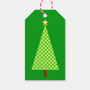 Étiquettes-cadeau Pneuka vert citron vert point arbre de Noël modern