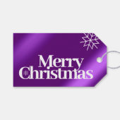 Étiquettes-cadeau Pneumatique violet minimaliste Joyeux Snowflakes d (Devant (Horizontal))
