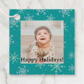 Étiquettes Cadeau Pneus blancs et aqua peints à la main sur photo Tu (Devant)