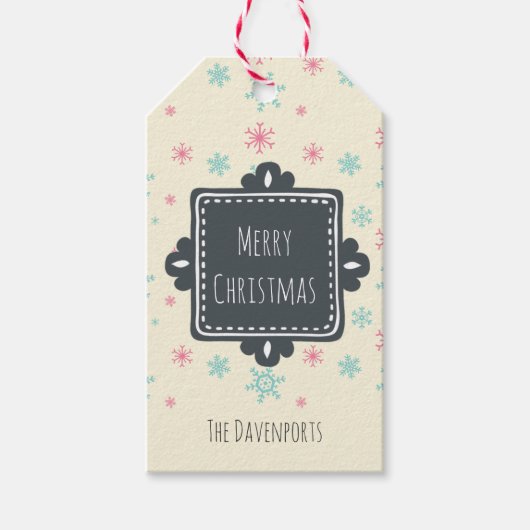 Étiquettes-cadeau Pneus Roses Et Bleus Joyeux Noël Personnalisé (Devant)