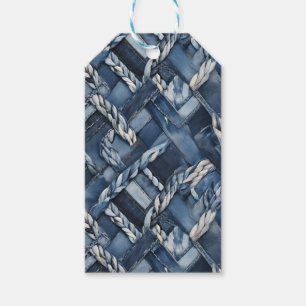 Étiquettes-cadeau Poche Et Tresses En Denim Distressé Sombre