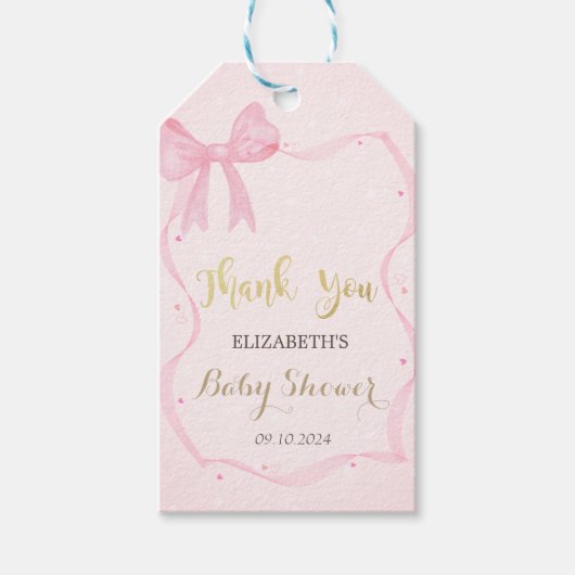 Étiquettes-cadeau Poignée à la main Bow Elegant Frame Dots (Devant)