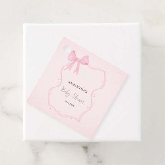 Étiquettes Cadeau Poignée à la main Bow Elegant Frame Dots (En situation)