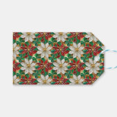 Étiquettes-cadeau Poinsététie blanche rouge vert or (Devant (Horizontal))