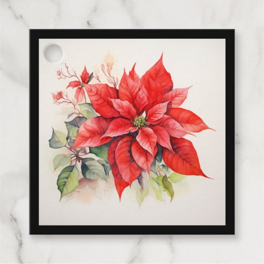 Étiquettes Cadeau Poinsettia (Devant)