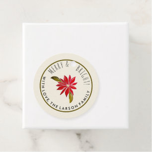 Étiquettes Cadeau Poinsettia classique Simple mignonne Noël moderne