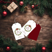 Étiquettes-cadeau Poinsettia de Noël et Wreath Holly