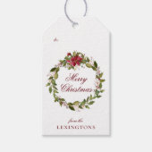 Étiquettes-cadeau Poinsettia de Noël et Wreath Holly (Devant)