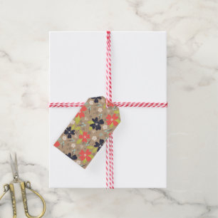 Étiquettes-cadeau Poinsettia Rouge Blanc Marine