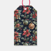 Étiquettes-cadeau Poinsettias and Ornaments (Devant)