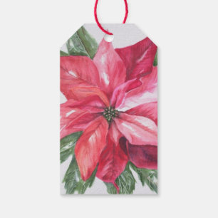ÉTIQUETTES-CADEAU POINSETTIE DE NOËL CLASSIQUE DE SANTA CLAUS