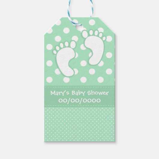 Étiquettes-cadeau Pointe Polka Pieds Bébé (Devant)