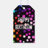 Étiquettes-cadeau Points Arc-en-ciel d'anniversaire en noir (Devant)