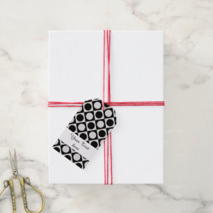 Étiquettes-cadeau Points & Carrés / noir blanc + vos idées