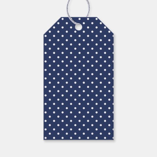 Étiquettes-cadeau Points classiques blanc - bleu marine (Devant)