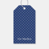 Étiquettes-cadeau Points classiques blanc - bleu marine (Dos)
