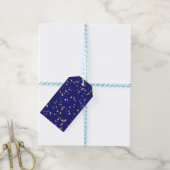 Étiquettes-cadeau Points de confettis dorés sur fond bleu minuit (Avec de laficelle)