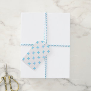 Étiquettes-cadeau Points de croix bleu bébé sur fond blanc