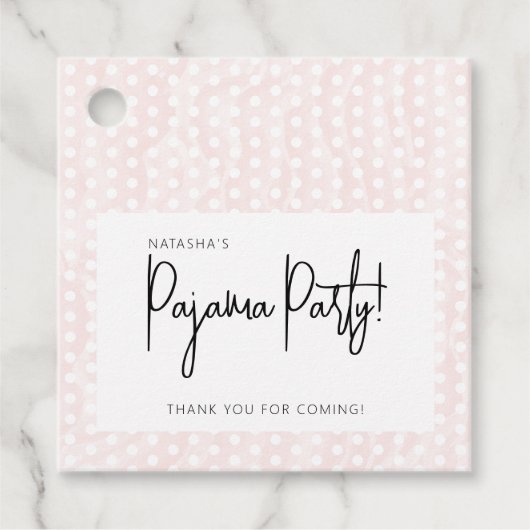 Étiquettes Cadeau Points de polka de soirée pyjama Rose tendre  (Devant)