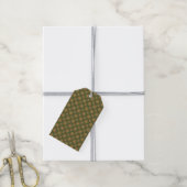 Étiquettes-cadeau Points Et Cercles Vert Et Or Foncé (Avec de la ficelle)