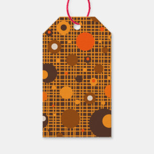 Étiquettes-cadeau Points modernes du milieu du siècle Motif Orange B