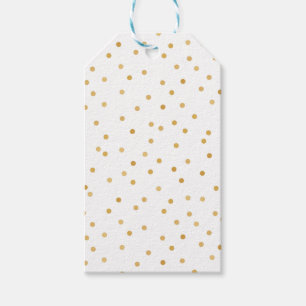 Étiquettes-cadeau Points modernes élégants de confettis d'or blanc