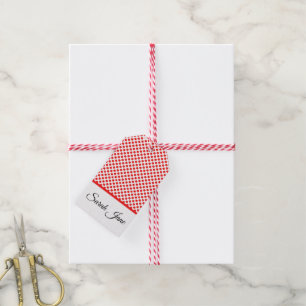 Étiquettes-cadeau Pois rouge blanc classique Nom personnalisé
