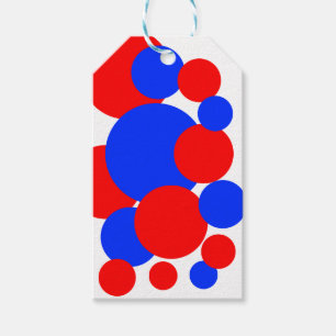 Étiquettes-cadeau Pois rouge, blanc et bleu