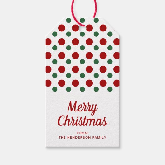 Étiquettes-cadeau Pois rouges modernes Joyeux Noël (Devant)