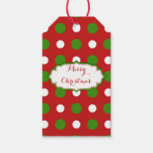 Étiquettes-cadeau Pois verts et blancs sur le rouge de Noël (Devant)