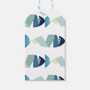 Étiquettes-cadeau Poisson bleu de natation Abstraite