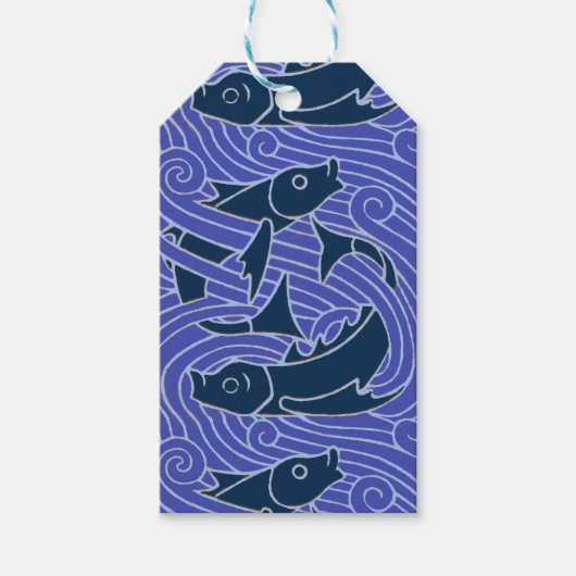 Étiquettes-cadeau Poisson Gras Baignade Océan Bleu Pêche (Devant)