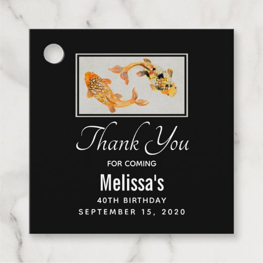 Étiquettes Cadeau Poisson Koi Or élégant (Devant)